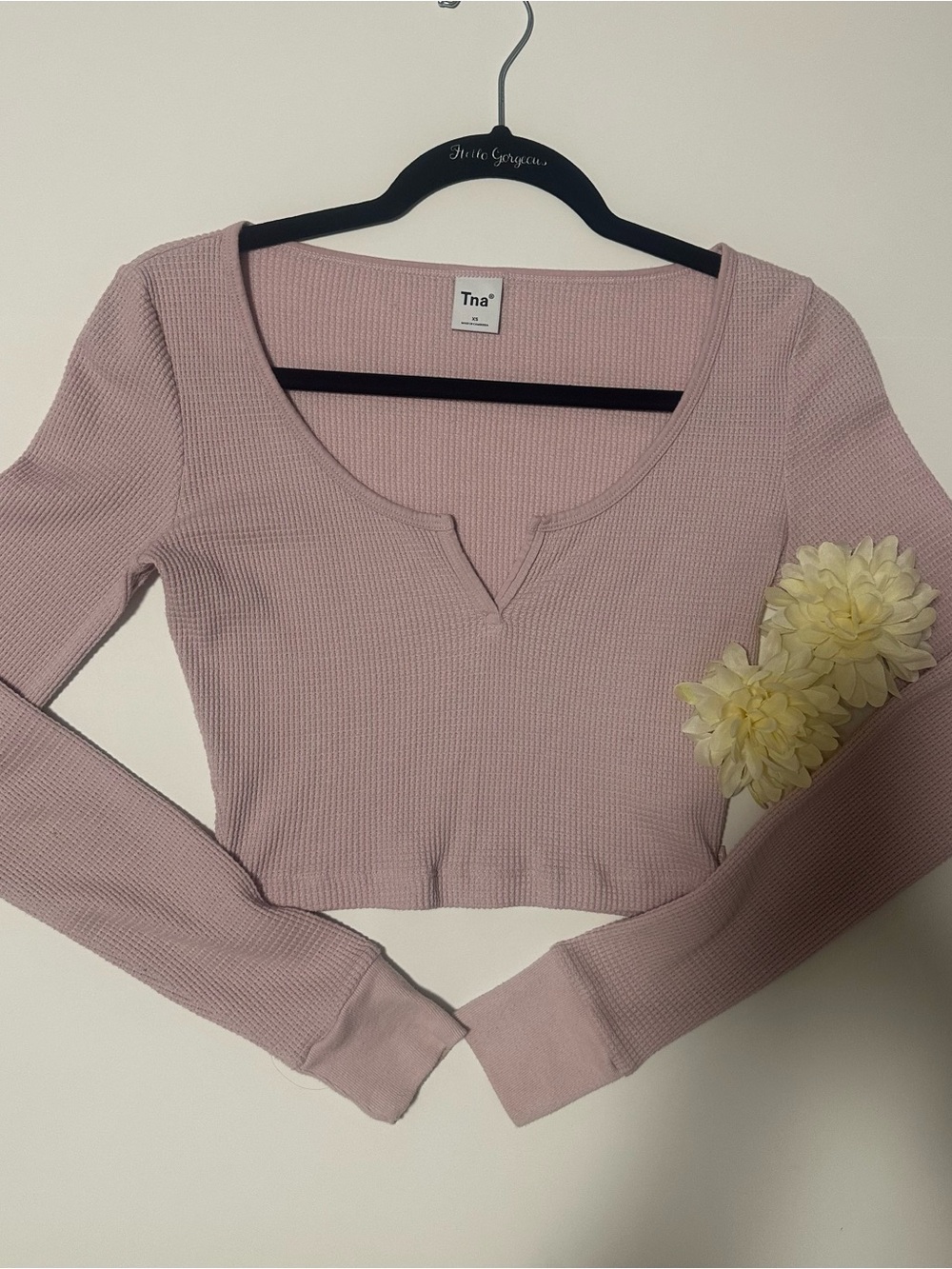 TNA Ribbed Scoop Neck Crop Top - Dusty Rose
